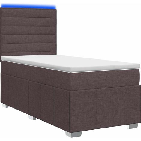 Maison Exclusive - Letto Box Spring LED con Materasso Marrone Scuro 100 x 200 cm (1/5)