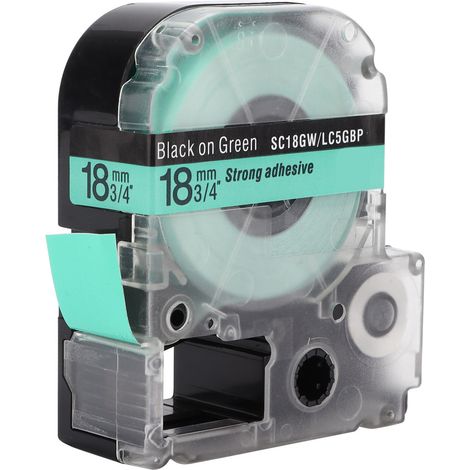 Ruban d'étiquettes PET de rechange pour imprimante d'étiquettes Epson et machine à étiquettes KINGJIM - Noir sur vert (1/5)