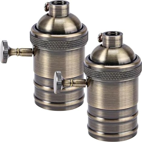 Lot de 2 douilles de lampe vintage en aluminium : 220V E27 douille bronze avec interrupteur rotatif, adaptateur de suspension pour plafonnier ampoule LED décoration rétro accessoires de scène bar (1/5)