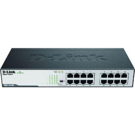D-LINK 19" Switch unmanaged lüfterlos 16x10/100/1000T DGS-1016DE