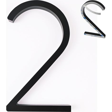 Numéros de Maison 5 Pouces - Lot de 2 - Acrylique Noir Mat - Chiffres Adhésifs 3D Résistants - Pour Extérieur et Intérieur - 12,6 x 7,3 cm (1/5)