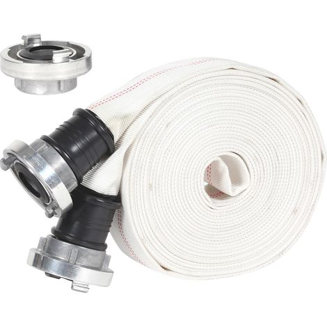 Einhell Tuyau de refoulement 10m avec raccord Storz (tuyau tissé/tuyau industriel/tuyau plat, avec 3 raccords rapides 1 1/2" fil. int. sur Storz, Ø 38 mm, max. 10 bars)