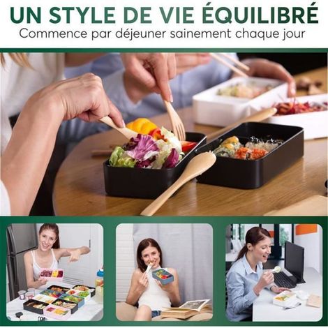 Boite Repas - - Bento Lunch Box - 100% Étanche - Set de Couverts Inclus - Micro-ondable (1/4)