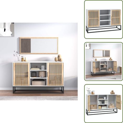 The Living Store Buffet blanc 105x30x65 cm bois d'ingénierie - Buffet - Armoire - Meuble De Rangement - Mobilier - Cuisine (1/5)