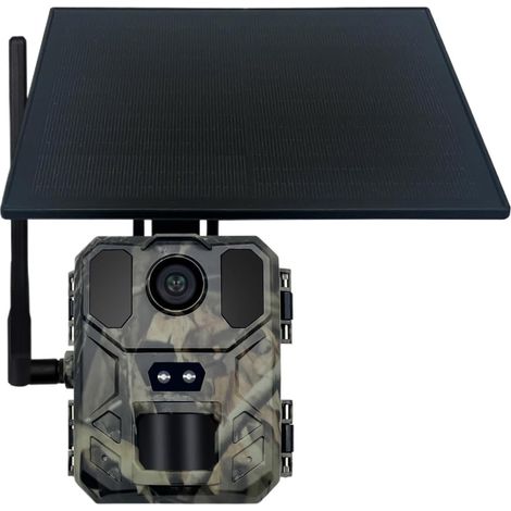 Caméra Faune Sauvage Caméra De Chasse Extérieure 2K, 4G, Application Contrôle Mobile À Distance for Afficher des Photos Et Vidéos Tout Moment, Batterie Solaire Au Lithium Surveillance Fiable Précise (1/4)