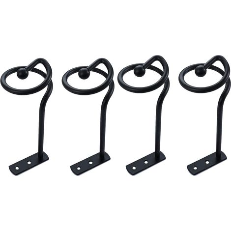 Lntyq Lot de 4 embrasses de Rideaux décoratives en métal Noir pour Rideaux