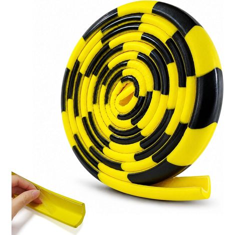 Profilo di protezione perimetrale autoadesivo in schiuma di poliuretano giallo e nero, flessibile e resistente agli urti, ideale per garage, magazzini, officine e industria (giallo-nero, a L, 5 m) (1/5)