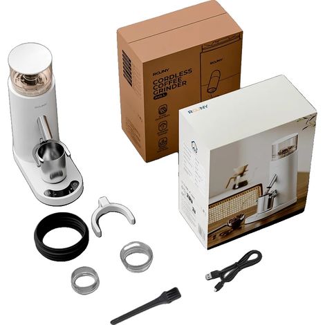 Kaffeemühle, kabelloser Betrieb, 60 Mahlgrade, WEISS (1/2)