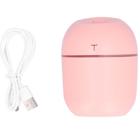 Mini humidificateur portable rechargeable par USB, humidificateur de bureau, humidificateur de chambre avec lumière LED rose (1/5)