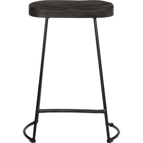 Tabourets de bar Chaise de bar lot de 2 noir 45x40x62 cm bois manguier massif