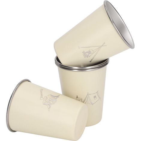 Set aus 4 Kaffeebechern/Flaschen aus Edelstahl 304 (350 ml), geeignet für Grillabende, Biergenuss, Reisen und Outdoor-Aktivitäten, beige. (1/4)