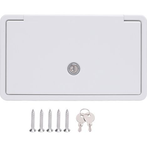 Caja de herramientas para la puerta del maletero de autocaravana, 10,5 x 6,1 pulgadas, con tapa inferior y acceso al compartimento con cerradura de seguridad para autocaravana o caravana. (1/5)