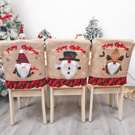 Piece Christmas Chair Set, Bearded Santa Forest, Suitable for Christmas, Dining Room Chairs