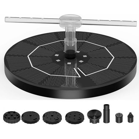 Solar garden fountain, 8-nozzle solar pond pump, suitable for bird baths, ponds, pools and garden fountains. (1/5)