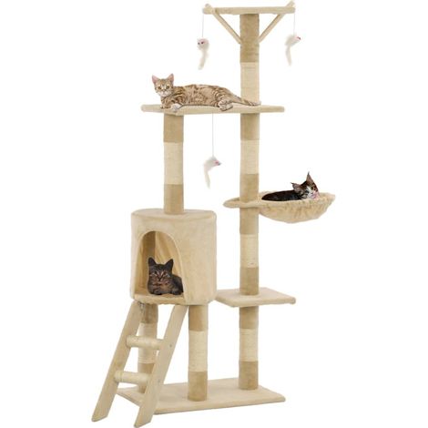 Katzen-Kratzbaum mit Sisal-Säulen 138 cm Beige