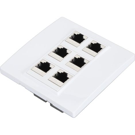 Plaque murale Ethernet Cat 6, 6 ports femelle-femelle, prise Keystone Cat6 détachable pour le travail et la maison (1/5)