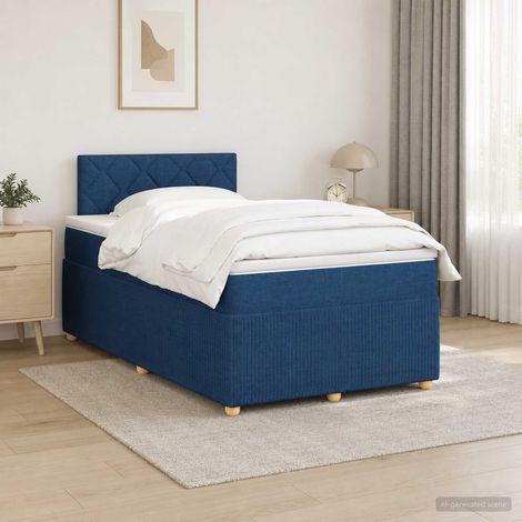 vidaXL Lit boxspring avec matelas Bleu 120 x 190 cm Tissu (1/5)