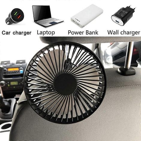 Ventilateur de voiture USB à 3 vitesses pour sièges avant et arrière, avec interrupteur pour appuie-tête. (1/4)