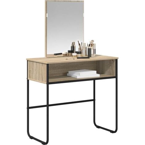 Coiffeuse avec Étagère de Rangement, Couleur Chêne Sonoma, 81 x 40 x 131 cm (1/5)