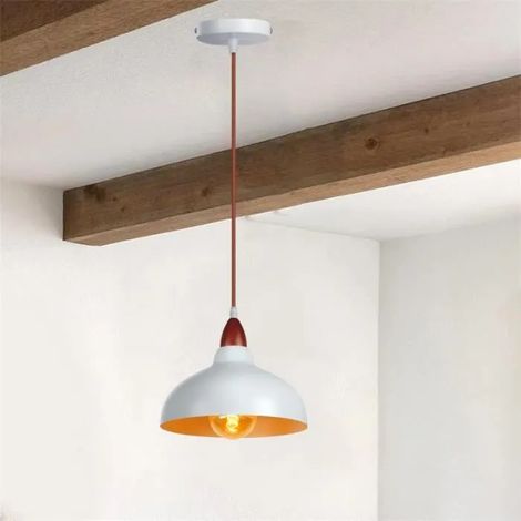Suspension Luminaire Retro Industrielle en Métal Luster Vintage avec Bois de noyer Designe Edison pour Salon Chambre (1/4)