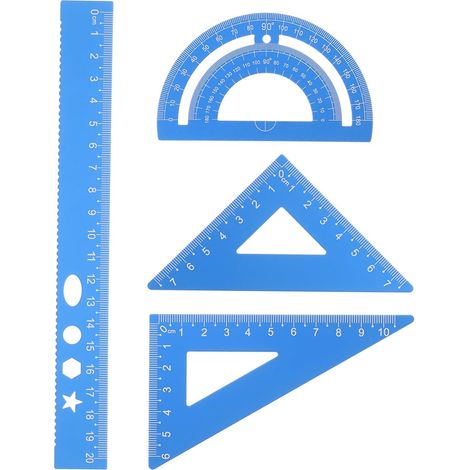 Règle en aluminium bleu PLAFOPE de 20 cm, rapporteur scolaire (1/5)