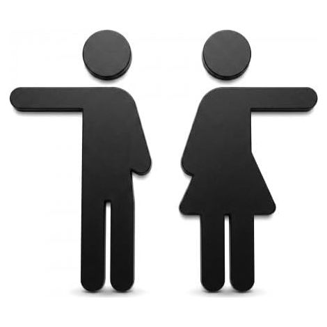 Panneaux de Porte de Toilettes pour Homme et Femme, Panneau WC, Panneau de Toilettes en Acrylique Noir Autocollant, WC Signalétique, pour Hôtels, Restaurants, Centres Commerciaux, Bars, 1 Pairs (1/5)