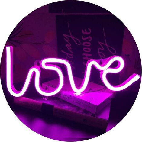 Néon Love Signs Light LED Amour Art Décoratif Signe de Chapiteau - Décoration Murale/Décoration de Table pour Fête de Mariage Salle Enfants Salon Maison Bar Pub Htel Plage Récréatif (Rose) (1/5)