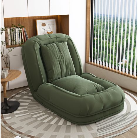 Sofá cama plegable ergonómico de 5 posiciones, 180 x 90 x 26 cm, con 2 cojines, verde DESVIAE (1/5)