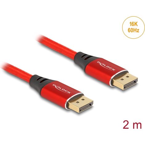 Delock Cable DisplayPort 16K 60 Hz 2 m rojo metal