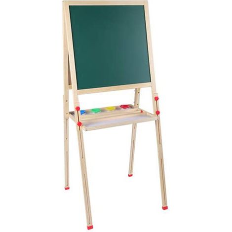 Chevalet en bois pour enfants tout-en-un avec rouleau de papier et accessoires, atelier de peinture et dessin, support réglable, kit créatif complet (1/5)