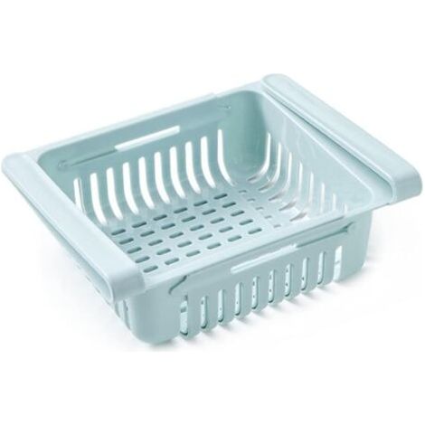 PA 2er-Pack Kühlschrank-Schubladen-Organizer für Regale – verstellbarer Küchen-Organizer mit verschiebbarer Aufbewahrungsbox (blau, 20,5 x 16,5 x 8,3 cm) (1/4)