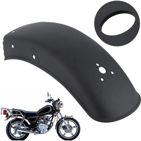 Retro-Motorradzubehör, dicke, mattschwarze Schutzbleche vorne und hinten (1/5)