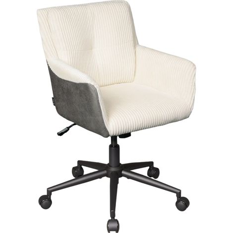 DEVAISE Homeoffice Stuhl, ergonomisch gepolsterter Schminkstuhl aus Cordstoff, höhenverstellbar, bis 105° neigbar, 360° drehbar, SGS & BIFMA zertifiziert, belastbar bis 180 kg, Beige (1/5)