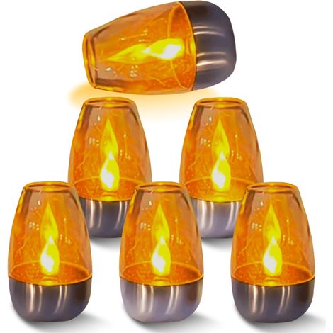 Lot de 6 bougies solaires LED d'extérieur - Bougies chauffe-plat solaires électriques - Étanches - Bougies solaires vacillantes - Résistantes aux intempéries - Pour jardin, terrasse, balcon, [Classe é (1/5)