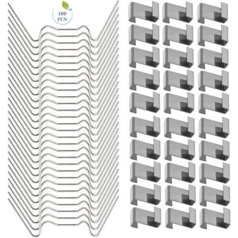 100 PCS Clips de serre pour verre, Clips de fenêtre de serre en acier inoxydable Accessoire pour serre(50 PCS 304 Clips de fil en acier inoxydable W, 50 PCS de chevauchement en acier inoxydable 301 Z) (1/5)