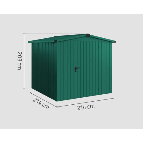 EcoStar Metallgerätehaus made by Hörmann 214x214 Gerätehaus aus Metall in Grün, Geräteschrank mit 0,4 mm Wandstärke Gartenhaus