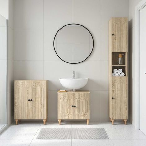 vidaXL 3 Piece Bathroom Cabinet Set ALKMAAR Sonoma Oak Engineered Wood (1/5)
