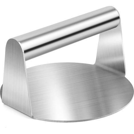 Prensa para carne molida, prensa para hamburguesas de 5.5 pulgadas, prensa para hamburguesas de acero inoxidable, redonda de 14 cm, para asar hamburguesas, hamburguesas, kit de sonido para barbacoa + (1/5)