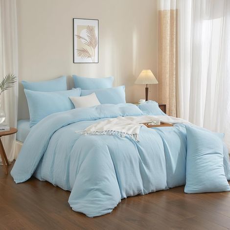 1 Parure De Lit Housse De Couette 140x200 Cm, Coton Gaze Doux Respirant, Taie Oreiller 65x65 Cm, Chambre Adulte Enfant (1/5)