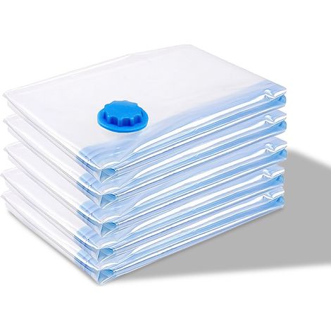 Wolketon karpal Vakuumbeutel 5er Set 60x80 CM, Aufbewahrungsbeutel für Kleidung & Bettwäsche, platzsparende Kleidersäcke mit Ventil, wiederverwendbar & transparent (1/5)