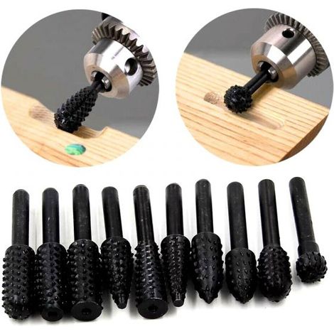 10 FRESE IN METALLO DURO GAMBO 6 mm PUNTE PER MINI TRAPANO 1/4" PROFESSIONALI (1/5)