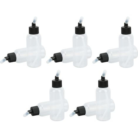 Flacon doseur en plastique transparent 60ml, lot de 10, résistant à la chaleur, anti-fuite, avec entonnoir, idéal pour huiles capillaires (1/5)