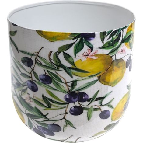 Dekorativer Pflanztopf für drinnen und draußen mit Zitronen- und Olivenmotiv – ideal für Pflanzen und Blumen