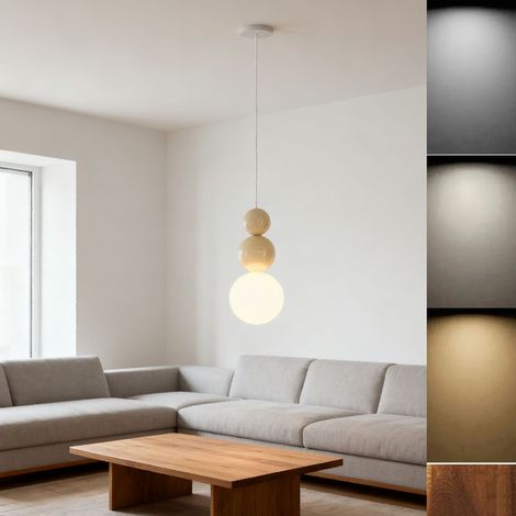 Plafonnier suspendue de style nordique – Lampe jaune moderne avec éclairage LED tricolore pour la décoration de chambre et de salle à manger (encastré) (1/5)