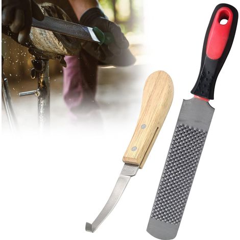 Râpe à Sabots et Couteau de Parage Professionnel Kit de Maréchalerie pour Chevaux Bovins Moutons Outils de Soins des Sabots