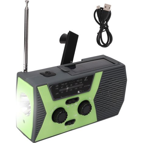Accessoires pour VR : radio d’urgence multifonctionnelle à manivelle, radio météo solaire avec NOAA/AM/FM, port USB/prise casque/alarme/lampe de lecture, poignée de générateur à manivelle (1/5)