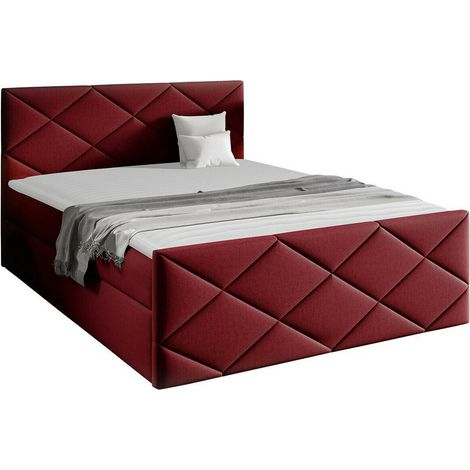 Lit boxspring Mons, Kameleon 59, Continental, Double, 140x200, Tissu, Disponible, 144x213x103cm