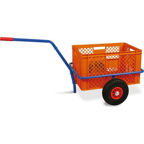 BRB Handwagen mit Kunststoffkorb 600x400x320 mm / 63 Liter, orange, Tragkraft 200 kg, pannensichere Reifen (1/2)
