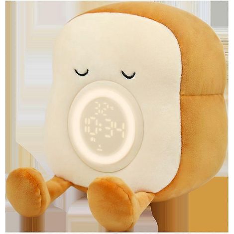 Réveil pour enfants, Fermez les yeux, Réveil fille Toast mignon, Réveil éducatif avec support pour téléphone, Rechargeable et à luminosité réglable (1/5)