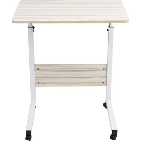 Escritorio portátil con altura ajustable para computadora portátil, mesa de lectura lateral para cama (arce blanco) (1/5)